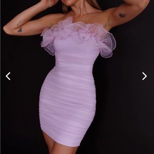 Marietha Organza Frill Neckline Dress Lilac Xs worn once